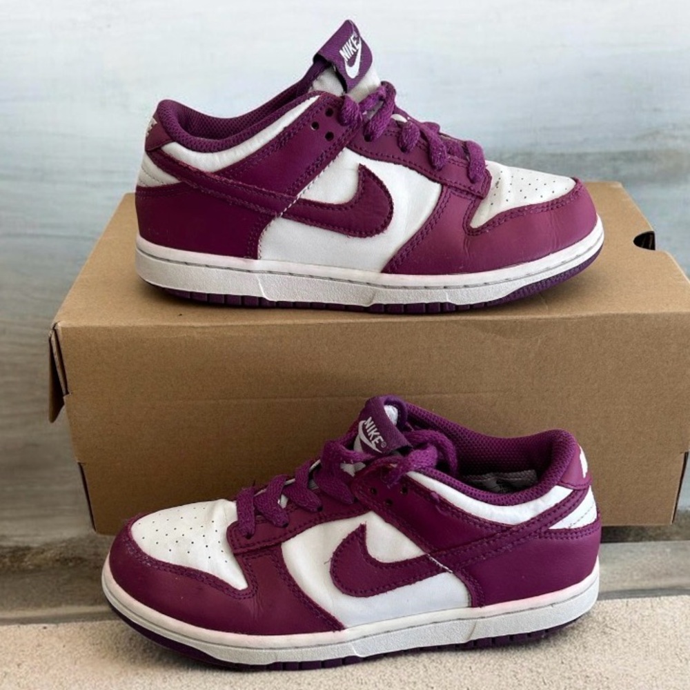 Nike Dunk Low Kids Shoes “Viotech White" 1.5y Used
